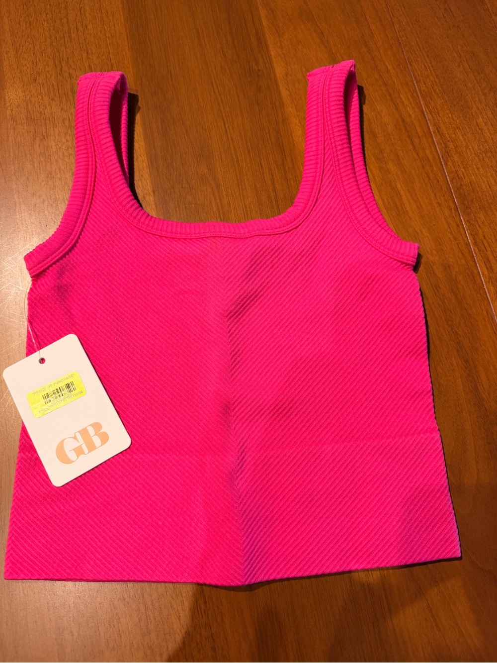 Gianni Bini Hot Pink Ribbed Square-Neck Tank